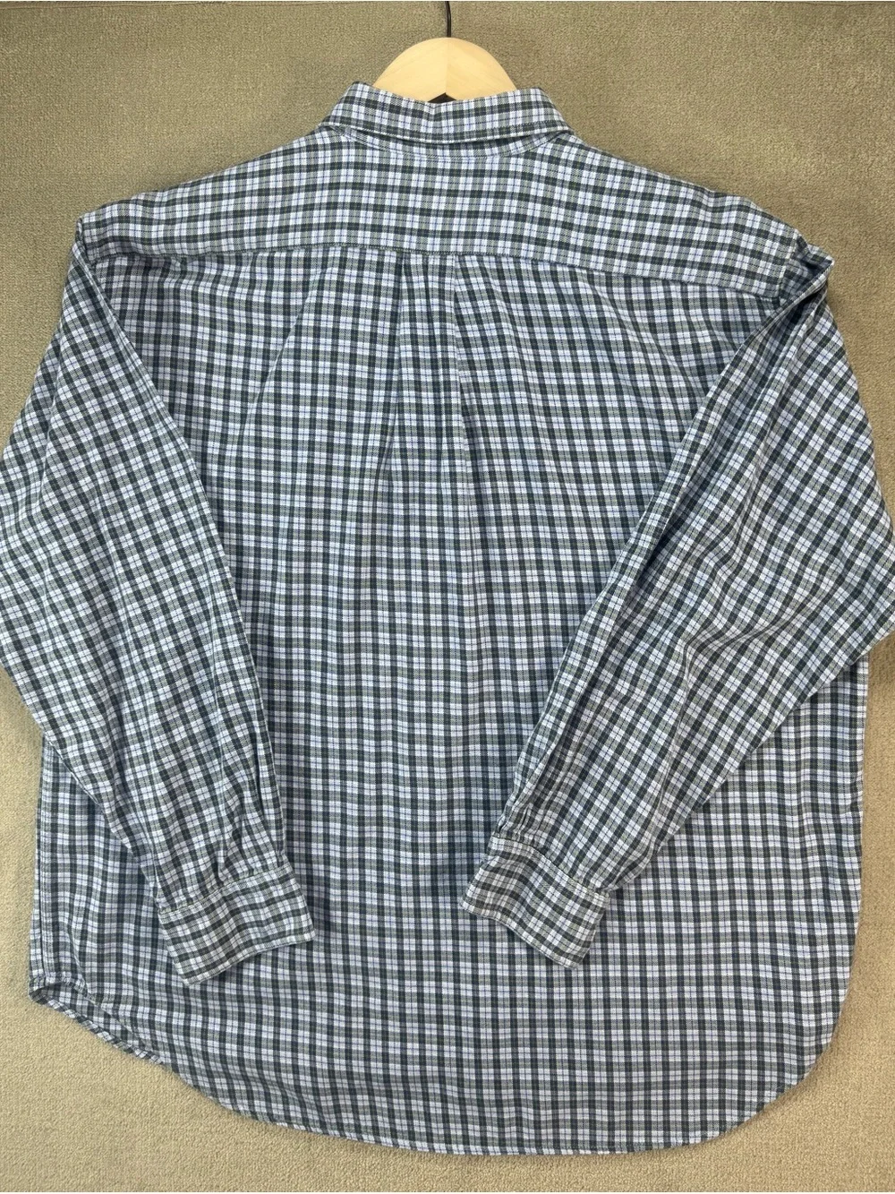Vintage J Crew Shirt Mens Large Oarsman Blue Plaid Flannel Shirt